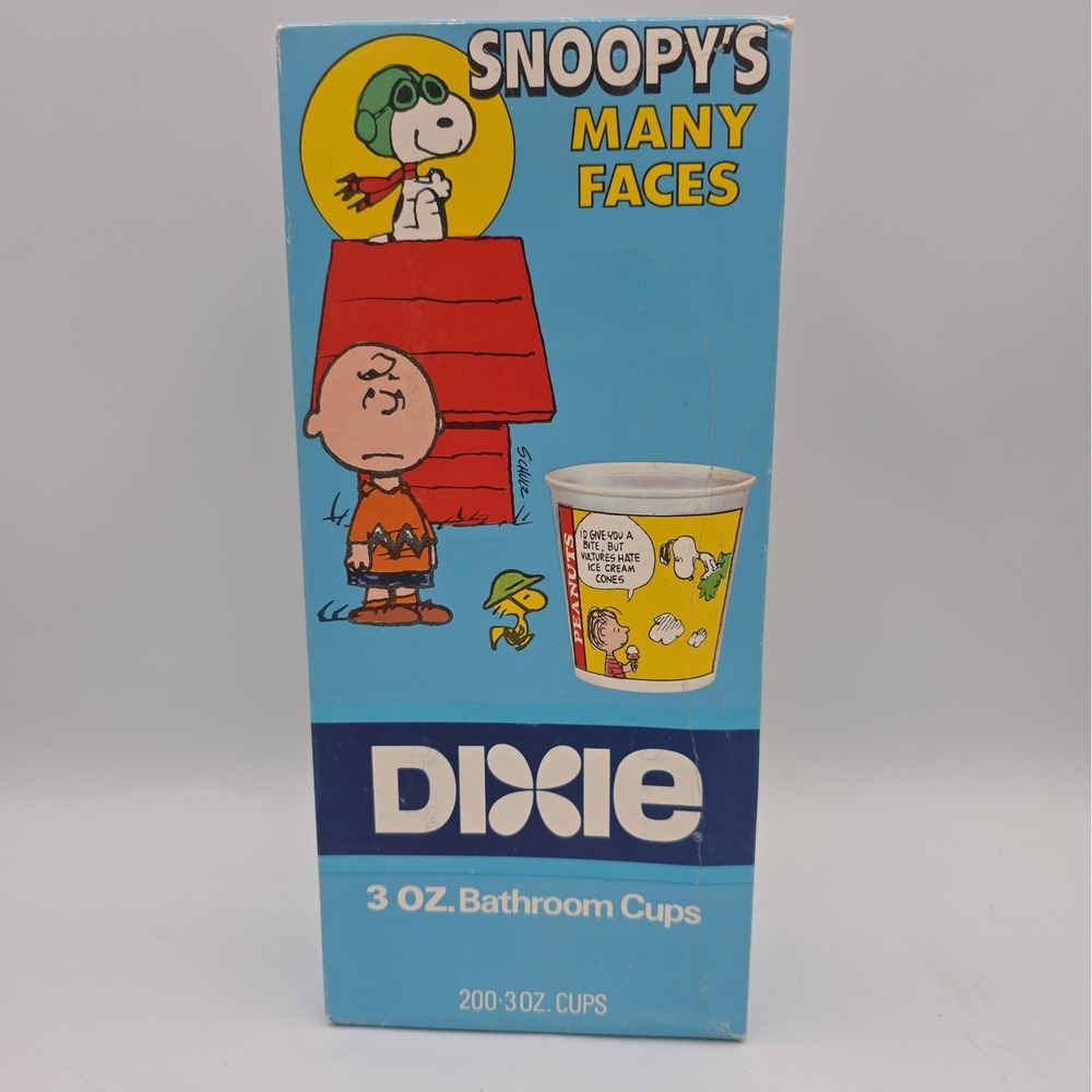 Vintage Unopened Peanuts Snoopy's Many Faces DIXIE Paper Cups (200 count) 3oz